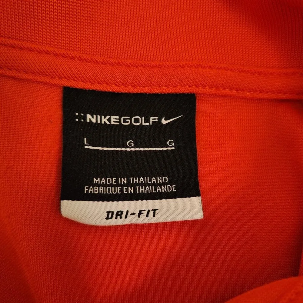 Nike Golf Dri-Fit‎ Polo Shirt Orange Short Sleeve Polyester Mens Size Large EUC
